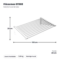 Estante mural inox de tubo 100 x 40 cm Fricosmos – medidas
