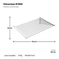 Estante mural inox de tubo 75 x 40 cm Fricosmos – medidas