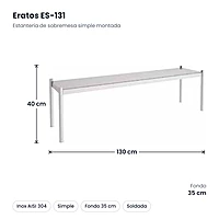 Estantería de sobremesa simple inox 130x35 cm montada Eratos ES-131 – medidas