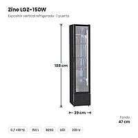 Expositor vertical refrigerado 150 L puerta de cristal Zine LGZ-150W – medidas