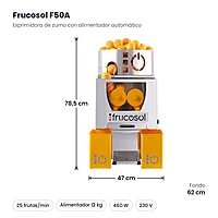 Exprimidora de naranjas con alimentador automático Frucosol F50A – medidas