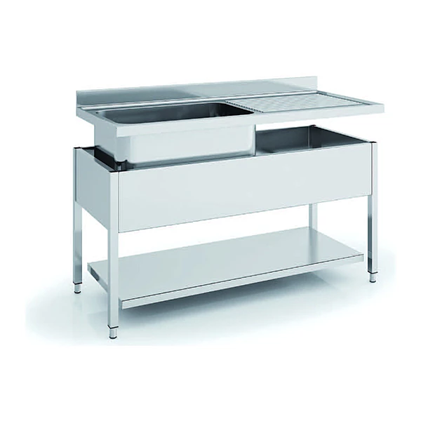 Fregadero 1 seno con escurridor derecha 100x60 cm con bastidor Eratos FG-106/11-D