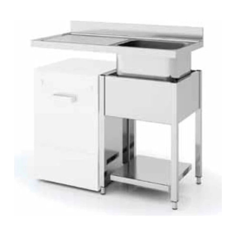 Fregadero 1 seno con escurridor izquierda y hueco para lavavasos 100x55 cm con bastidor Eratos FG-1055/11-I