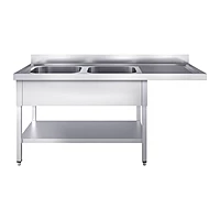 Fregadero 2 senos con escurridor derecha y hueco para lavavajillas 180x60 cm con bastidor Eratos FG-186/21-D
