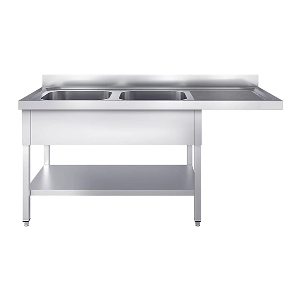 Fregadero 2 senos con escurridor derecha y hueco para lavavajillas 180x60 cm con bastidor Eratos FG-186/21-D