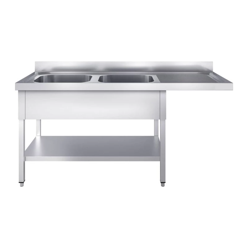 Fregadero 2 senos con escurridor derecha y hueco para lavavajillas 180x60 cm con bastidor Eratos FG-186/21-D
