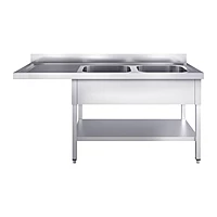 Fregadero 2 senos con escurridor izquierda y hueco para lavavajillas 180x60 cm con bastidor Eratos FG-186/21-I