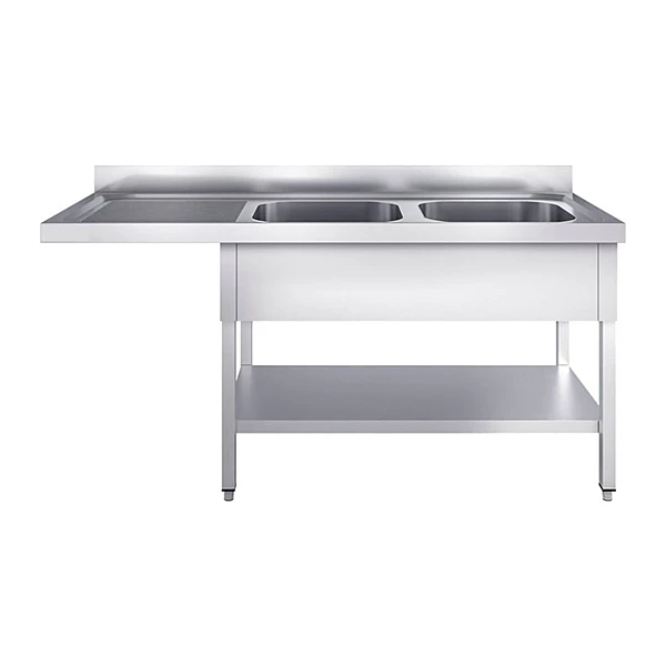 Fregadero 2 senos con escurridor izquierda y hueco para lavavajillas 180x60 cm con bastidor Eratos FG-186/21-I