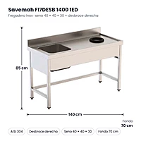 Medidas Savemah FI7DESB 1400 1ED: 140 x 70 x 85 cm
