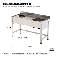 Medidas Savemah FI6DESB 1400 1EI: 140 x 60 x 85 cm