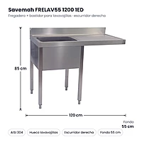 Fregadero con escurridor y espacio para lavavajilla Frelav55 1200 1Ed