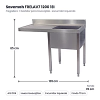 Fregadero con para lavavajillas escurridor izquierda FRELAV7 1200 1EI