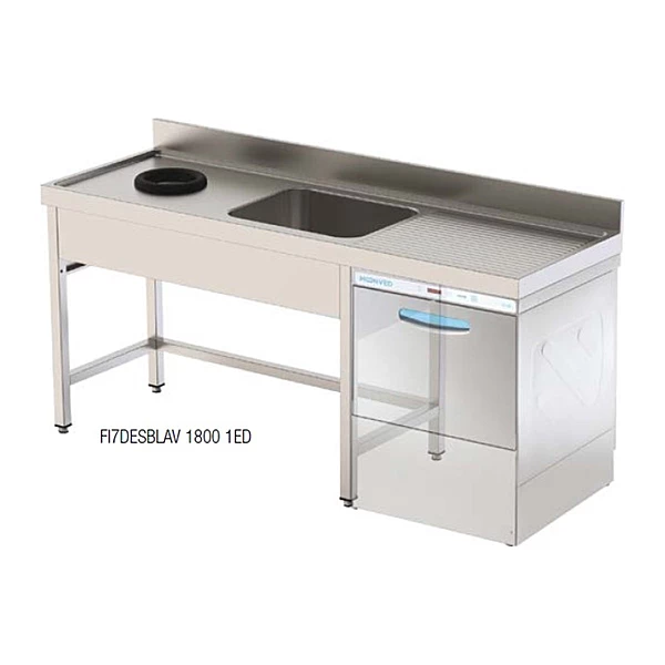Fregadero con desbroce, escurridor izquierda y hueco lavavajillas 180x60 Savemah FI6DESBLAV 1800 1EI