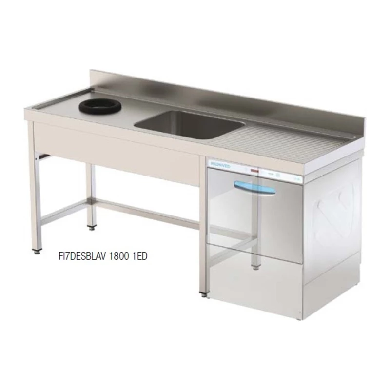 Fregadero con desbroce, escurridor izquierda y hueco lavavajillas 180x70 Savemah FI7DESBLAV 1800 1EI