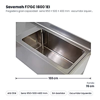 Fregadero de gran capacidad escurridor izquierda FI7GC 1600 1EI