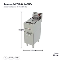 Freidora eléctrica de mueble 8 L Serie 600 Savemah FEM-8L MONO – medidas