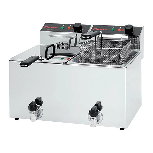 Freidora eléctrica de sobremesa 10+10 L con grifo Savemah FREP-10+10T