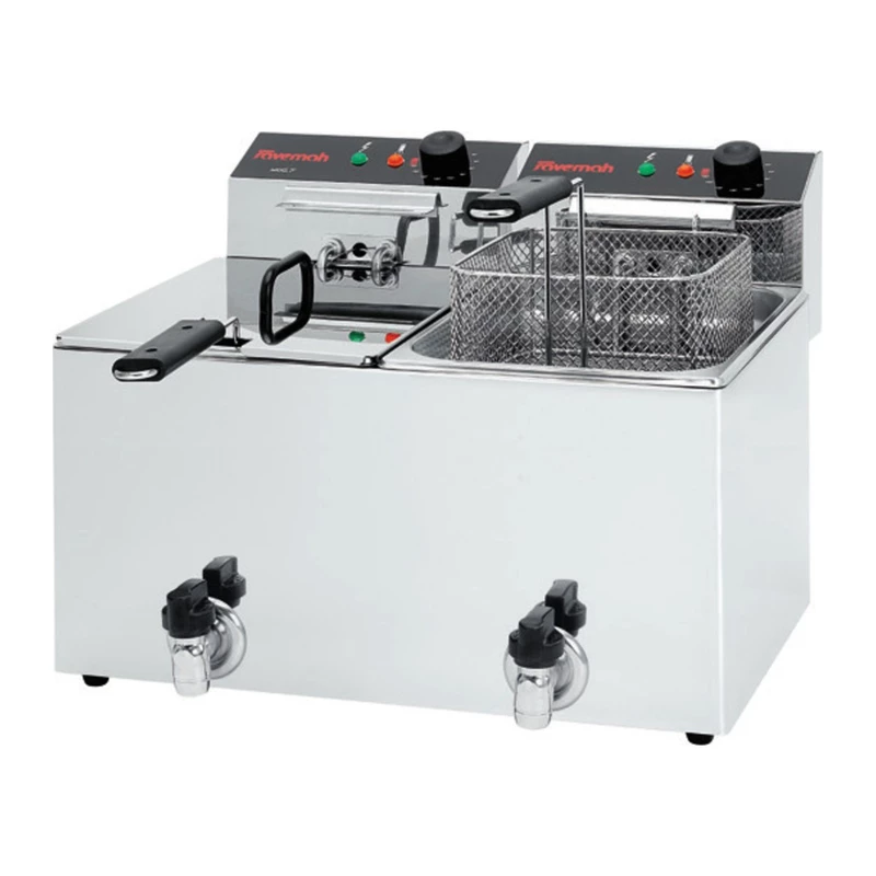 Freidora eléctrica de sobremesa 10+10 L con grifo Savemah FREP-10+10T