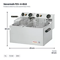 Freidora eléctrica de sobremesa 4+8 L Savemah FES-4+8LG – medidas
