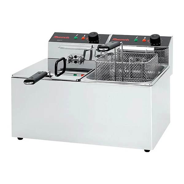 Freidora eléctrica de sobremesa 7,5+7,5 L sin grifo Savemah FREP-7+7