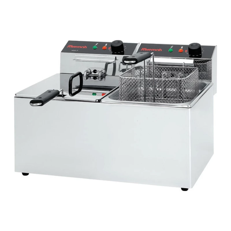 Freidora eléctrica de sobremesa 7,5+7,5 L sin grifo Savemah FREP-7+7