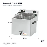 Freidora eléctrica de sobremesa 8 L Savemah FES-8LG TRI – medidas