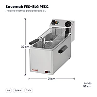 Freidora eléctrica para pescado 8 L Savemah FES-8LG PESC – medidas