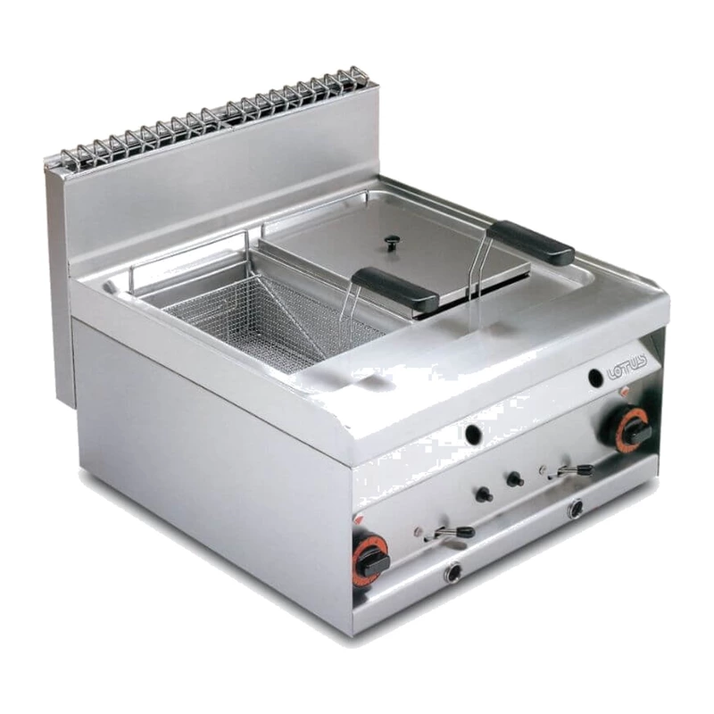 Freidora a gas Lotus FQ-6G de 2 cubas de 10 litros, serie 600