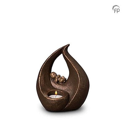 Keramische urn brons Geborgen traan Keramische urn brons Geborgen traan