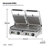 Grill eléctrico doble placa inferior lisa Savemah GRDL – medidas