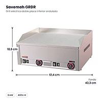 Grill eléctrico doble placa inferior ondulada Savemah GRDR – medidas