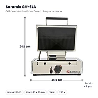 Grill vitrocerámico Sammic GV-6LA placa lisa y acanalada – medidas
