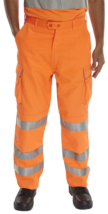 B Seen Orange Rail Spec Hi Vis Trousers 36"