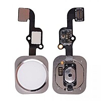 Apple iPhone 6s , 6s Plus - Replacement Home Button , Touch ID Flex Sapphire - White , Silver