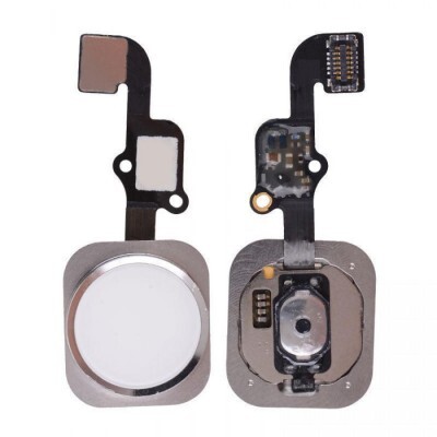Apple iPhone 6s , 6s Plus - Replacement Home Button , Touch ID Flex Sapphire - White , Silver