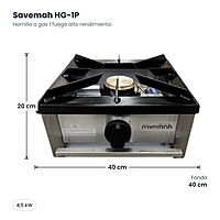 Hornillo a gas 1 fuego alto rendimiento Savemah HG-1P – medidas