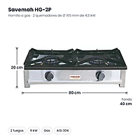Medidas Savemah HG-2P: 80 x 40 x 20 cm