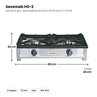 Medidas Savemah HG-2: 80 x 40 x 20 cm