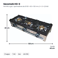 Medidas Savemah HG-3: 120 x 40 x 20 cm