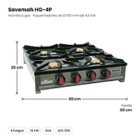 Medidas Savemah HG-4P: 80 x 80 x 20 cm