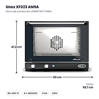 Horno de convección Unox LINEMICRO™ ANNA 4 bandejas 460x330 XF023 – medidas