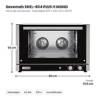 Horno de convección 4 bandejas GN 1/1 con humidificador Savemah SHEL-604 PLUS H MONO