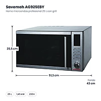 Horno microondas profesional 25 L con grill Savemah AG925EBY – medidas