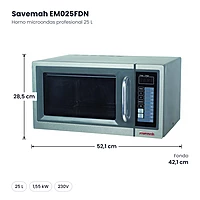 Horno microondas profesional 25 L Savemah EM025FDN – medidas