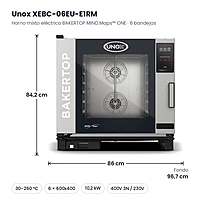 Horno mixto eléctrico Unox BAKERTOP MIND.Maps™ ONE 6 bandejas 600x400 XEBC-06EU-E1RM – medidas