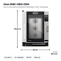 Horno mixto eléctrico Unox BAKERTOP MIND.Maps™ ONE 10 bandejas 600x400 XEBC-10EU-E1RM – medidas
