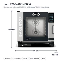 Horno mixto eléctrico Unox BAKERTOP MIND.Maps™ PLUS 6 bandejas 600x400 XEBC-06EU-EPRM – medidas
