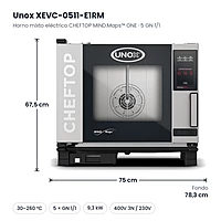 Horno mixto eléctrico Unox CHEFTOP MIND.Maps™ ONE 5 GN 1/1 XEVC-0511-E1RM – medidas