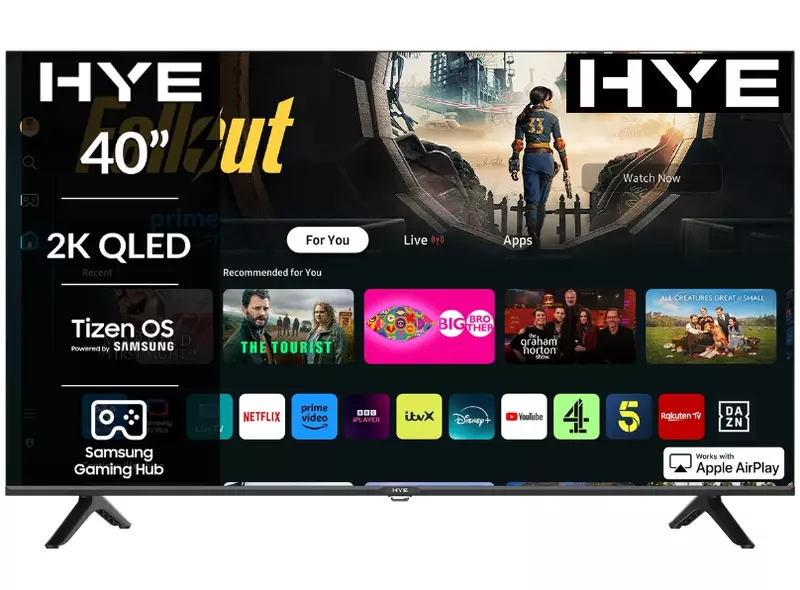 HYE 40" QLED 2K Tizen OS WiFi Frameless Smart TV - 40QLEDS1008