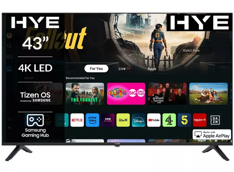 HYE 43" 4K QLED Tizen OS WiFi Frameless Smart TV - 43QLEDS2008
